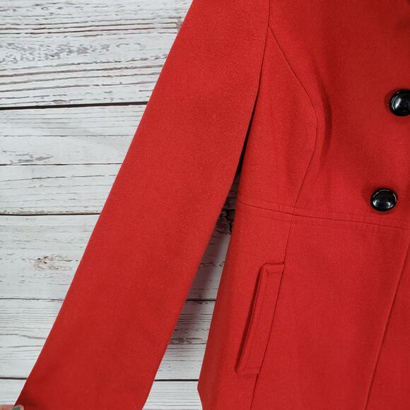 Old Navy Women's Red Ruffle Collar Pockets Wool Blend Jacket Size Medium - Picture 6 of 12